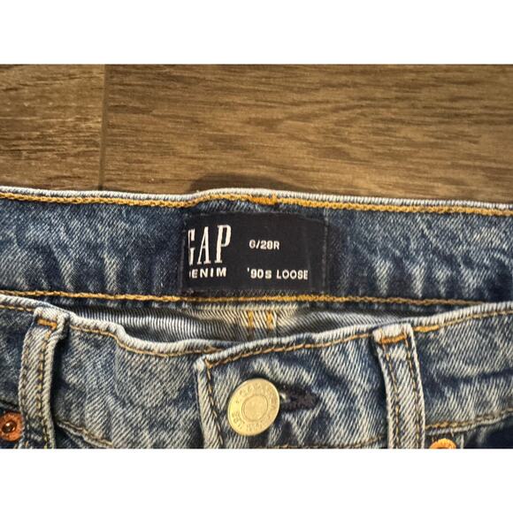 Gap 90s Loose Jeans Distressed Ripped Size 6/ 28R - Picture 6 of 8